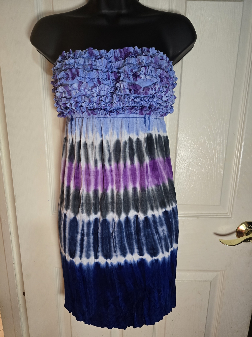 VENUS Blue and Purple Tie-Dye Tube Dress